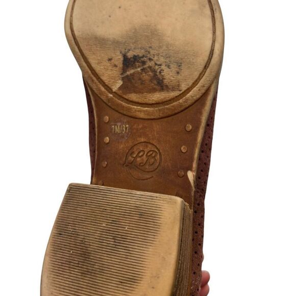 Lucky Brand Larna Perforated Booties 7 Low Heel Boot Ankle Boots Clay Brown Red - Picture 7 of 7